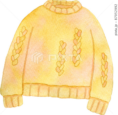 黄色いケーブルニット(セーター)のイラスト 87052992