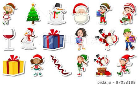 Set of Christmas objects and cartoon characters Set of Christmas objects and cartoon characters 87053188
