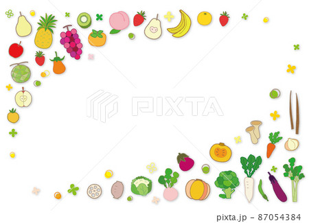 野菜と果物のフレーム 背景素材 コーナー 87054384