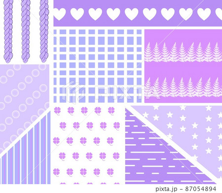 横型　マステ風背景　パープル系 87054894