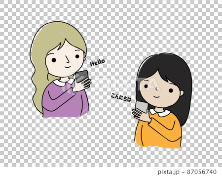スマホで翻訳する人物のイラスト スマホで翻訳する人物のイラスト 87056740