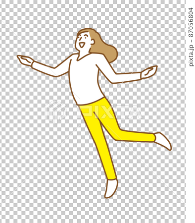 一個微笑著跳起來並欣喜若狂的女人 一個微笑著跳起來並欣喜若狂的女人 87056804