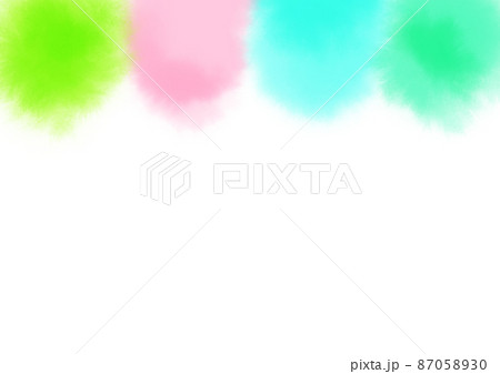 緑、ピンク、水色、エメラルドグリーンが横に並んだ絵具のパレット(抽象的) 87058930