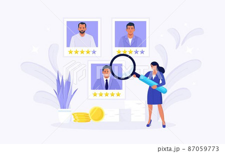 Tiny woman Choosing Best Candidate. HR Managers Searching New Employee and Select a Resume of Worker or Personnel. Online Recruitment Process. Human Resource Management and Job Hiring Concept Tiny woman Choosing Best Candidate. HR Managers Searching New Employee and Select a Resume of Worker or Personnel. Online Recruitment Process. Human Resource Management and Job Hiring Concept 87059773