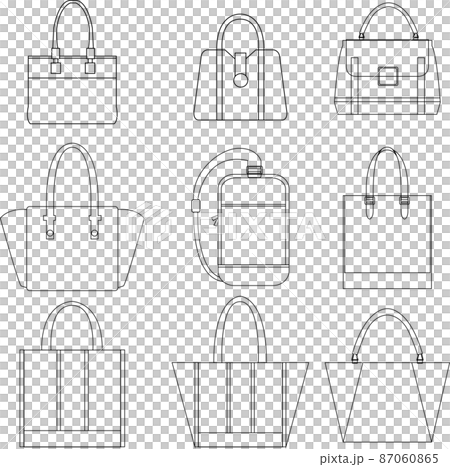 手提げバックのライン、線のイラストセット　ベクター 87060865