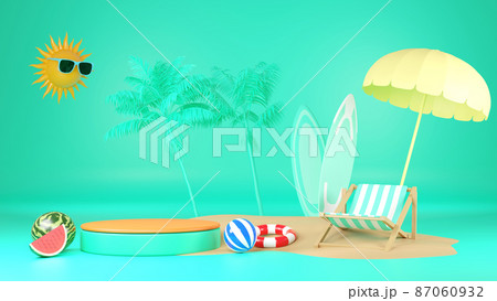 3d rendering box podium palm leaves with summer background. 3d rendering box podium palm leaves with summer background. 87060932