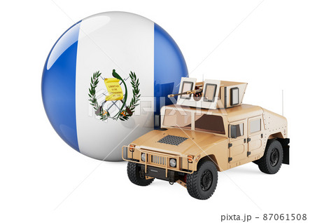 Military truck with Guatemalan flag. Combat defense of Guatemala, concept. 3D rendering 87061508