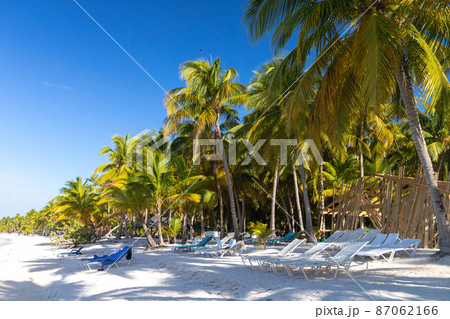 Saona island beach on a sunny day. Caribbean Sea 87062166