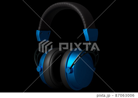 3D rendering of gaming headphones on black background. Concept of cloud gaming and game streaming services 87063006