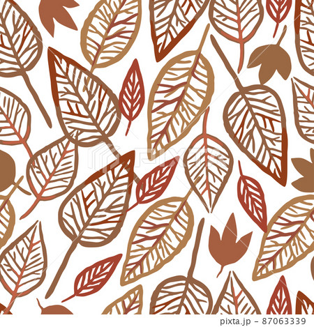 Seamless pattern with skeleton autumn leaves. Vector hand drawn illustration. Seamless pattern with skeleton autumn leaves. Vector hand drawn illustration. 87063339