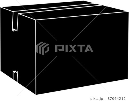 梱包した段ボールのシルエットのイラスト素材