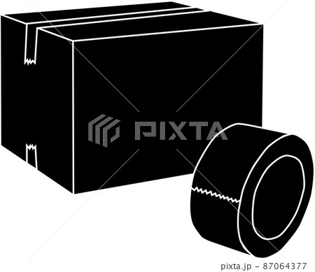 梱包したダンボールとガムテープのシルエット 87064377