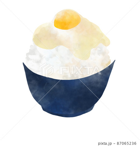 朝ごはん 卵かけごはん 水彩風イラストのイラスト素材