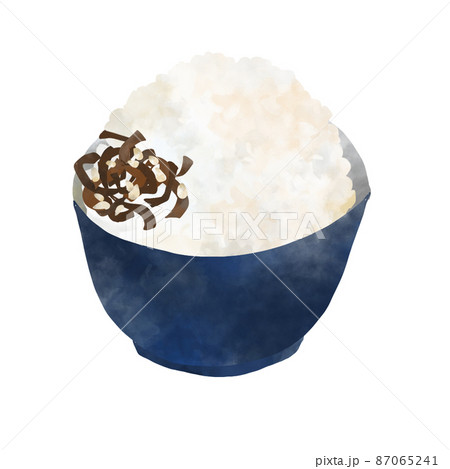 朝ごはん 昆布ごはん 水彩風イラスト 朝ごはん 昆布ごはん 水彩風イラスト 87065241