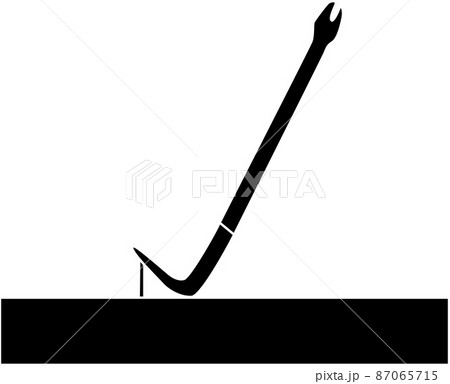 釘を抜くバールのシルエット 87065715