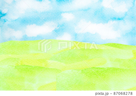 草原の風景 水彩画のイラスト素材 [87068278] - PIXTA