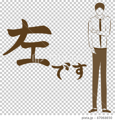 A guide with the words "Left" (illustration of the whole body of a businessman) A guide with the words "Left" (illustration of the whole body of a businessman) 87068650