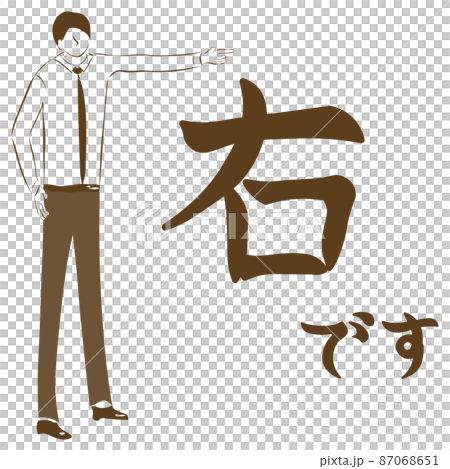 A guide with the words "Right" (illustration of the whole body of a businessman) A guide with the words "Right" (illustration of the whole body of a businessman) 87068651