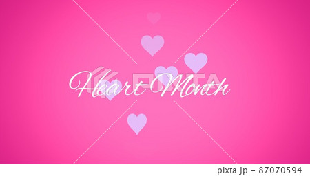 Vector image of heart month text over pink background with heart shapes and copy space Vector image of heart month text over pink background with heart shapes and copy space 87070594