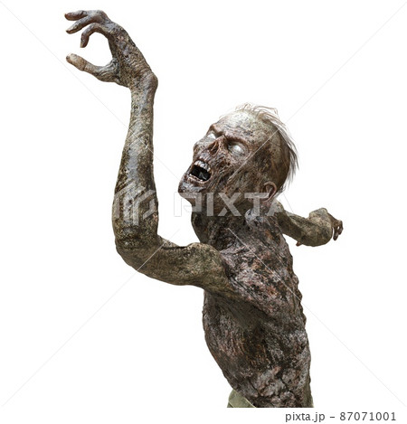Zombie male isolated white background 3d illustration Zombie male isolated white background 3d illustration 87071001