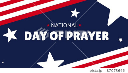Vector image of national day of prayer text with star shapes on american flag pattern flyer Vector image of national day of prayer text with star shapes on american flag pattern flyer 87073646
