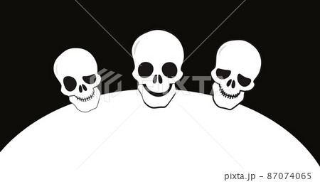 Composition of skull icons on black background 87074065