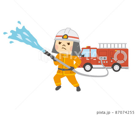 消化活動をする消防士 87074255