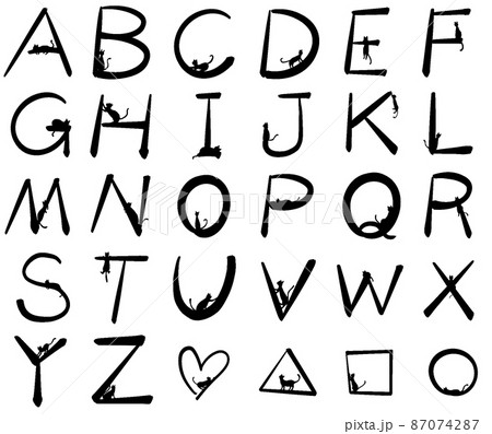 シンプルでかわいい猫のアルファベット 87074287