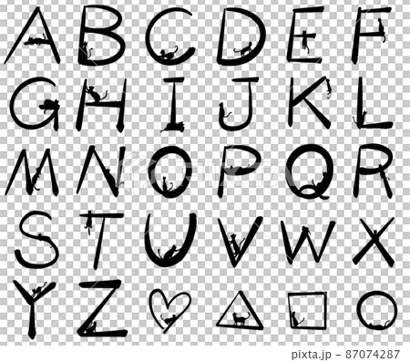 シンプルでかわいい猫のアルファベット 87074287