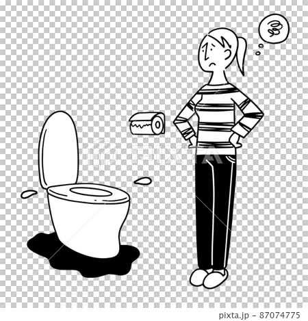 A woman who is in trouble because the toilet is out of order 87074775