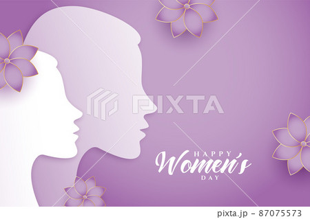 elegant purple womens day celebration wishes card design 87075573