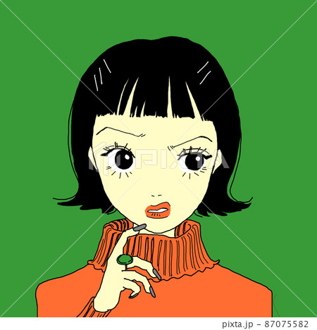 疑り深い表情をしている女性 疑り深い表情をしている女性 87075582