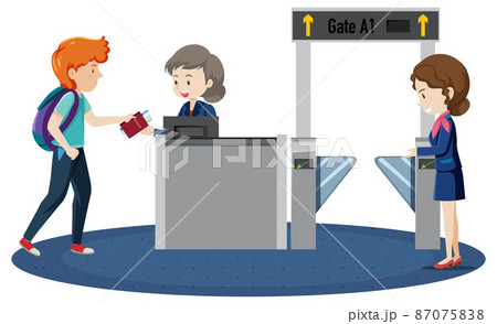 A passenger walking to boarding gate entrance 87075838