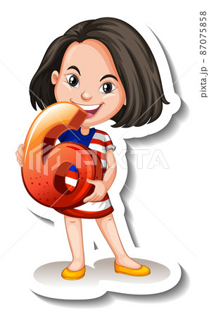 Student girl holding number six 87075858