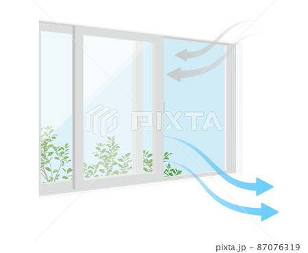 窓を開けて部屋の換気をしているイラスト 窓を開けて部屋の換気をしているイラスト 87076319