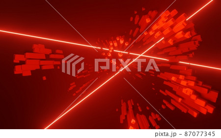 3d render of RGB neon light on darkness background. Abstract Laser lines show at night. Ultraviolet spectrum beam scene 87077345