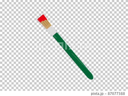 赤い絵の具のついた平筆 赤い絵の具のついた平筆 87077388