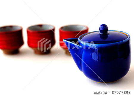 遠州森山赤焼き湯呑セットと紺色急須 87077898