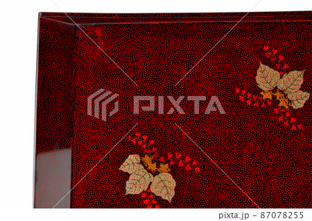 津軽塗奈々子塗、桐の花の四角お盆 87078255