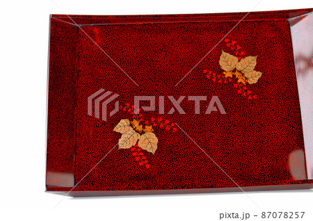 津軽塗奈々子塗、桐の花の四角お盆 87078257