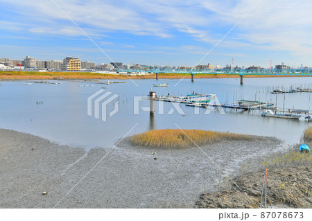 新行徳橋／江戸川より下流方向を望む(千葉県市川市)【2021.11】 87078673