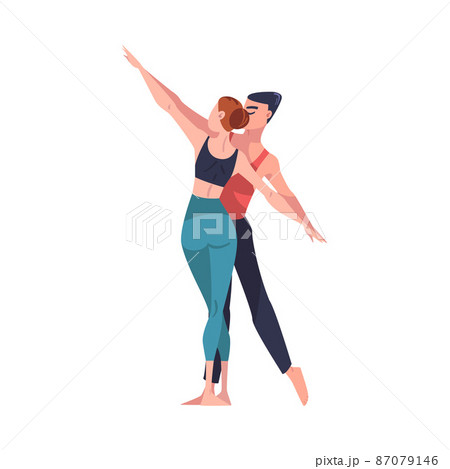 Man and Woman Dancer Moving in Tandem Performing at Choreography Class Vector Illustration Man and Woman Dancer Moving in Tandem Performing at Choreography Class Vector Illustration 87079146