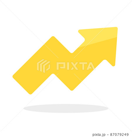 浮かんでいる右肩上がりのジグザグな黄色の矢印のアイコン - 上昇・注意・注目のイメージ素材 浮かんでいる右肩上がりのジグザグな黄色の矢印のアイコン - 上昇・注意・注目のイメージ素材 87079249