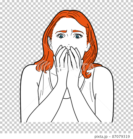 怖がる女性 イラスト 怖がる女性 イラスト 87079319
