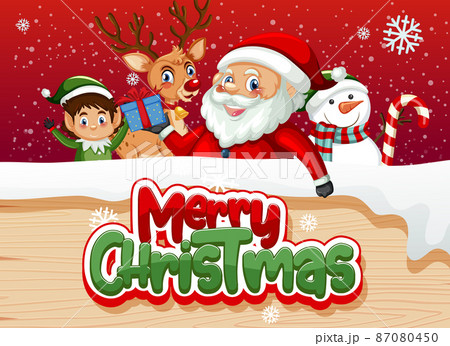 Merry Christmas poster design with Santa Claus and friends Merry Christmas poster design with Santa Claus and friends 87080450