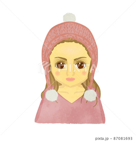 ニット帽子を被っているいるかわいい女の子01のイラスト素材