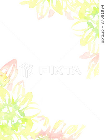 水彩で描いた淡い花のフレーム 87081994