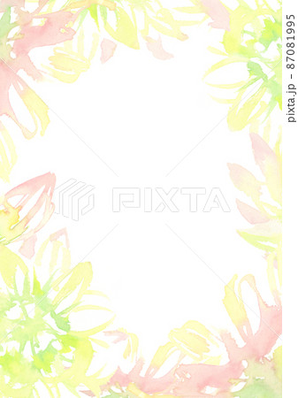 水彩で描いた淡い花のフレーム 87081995
