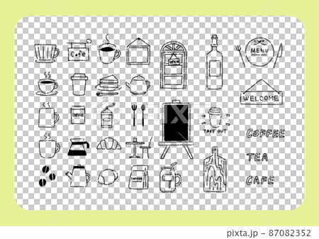 喫茶店、カフェで使える可愛い手書きのあしらい 87082352