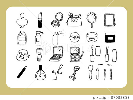 メイクに関する可愛い手書きのあしらい メイクに関する可愛い手書きのあしらい 87082353